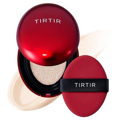 TIRTIR Mask Fit Red Cushion Foundation, Volle Deckkraft, Hautähnliches Finish, Satin-Glow-Finish, Koreanische Cushion Foundation #10C SHELL, 4,5g