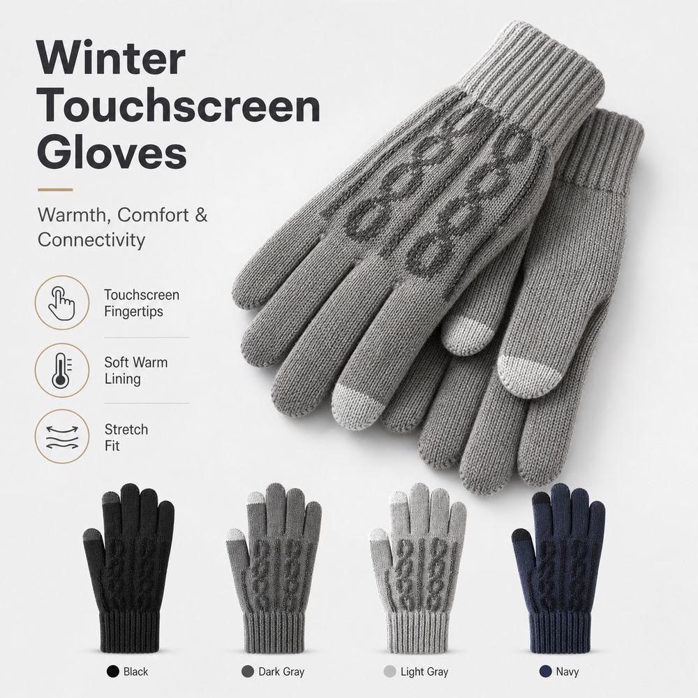 Jacquard Knit Touchscreen Gloves Synthetic Fabric Knit Gloves New Winter Gloves Outdoor Activities