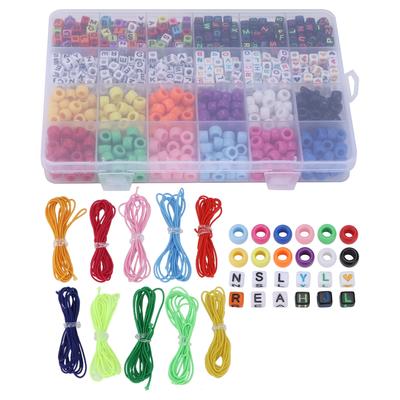 Buchstabenperlen 6mm 10 Farben Elastischer Faden Großlochperlen Set für Basteln DIY Handgefertigt