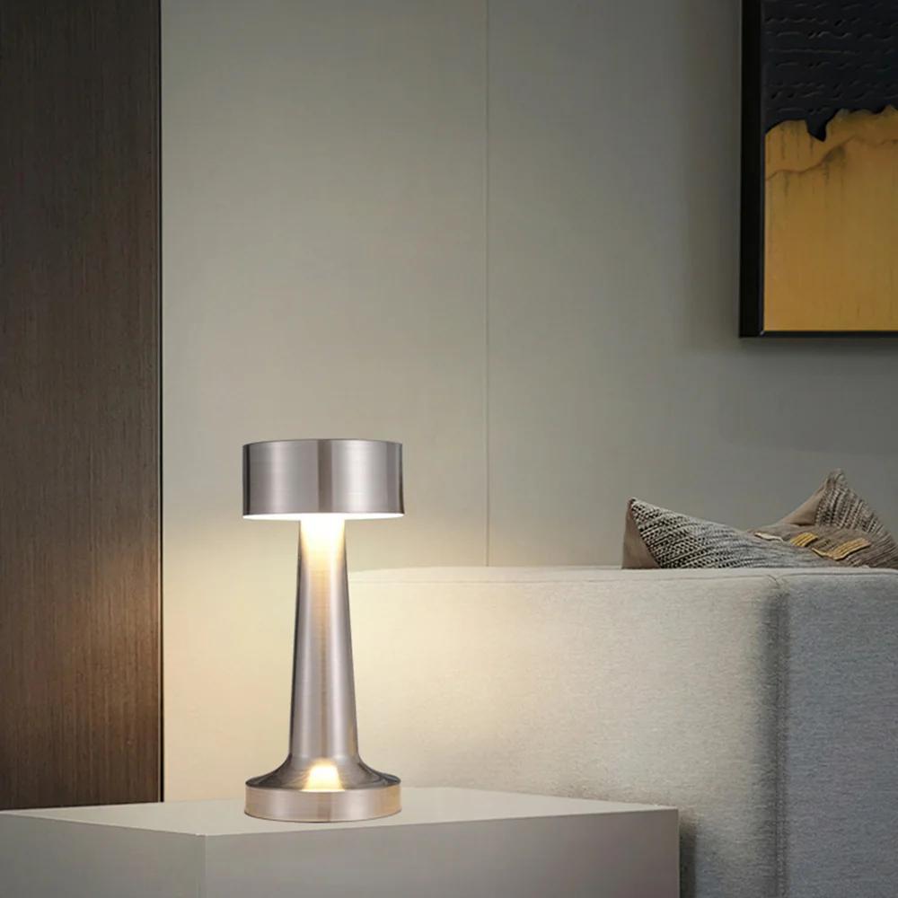 Rechargeable Retro Table Lamp Metal Touch Decor for Bar Coffee Table Restaurant Decoration Light Desk LED Night Lights Bedroom