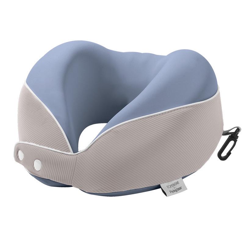 Cooling Memory Foam U-Shaped Travel Pillow with Ice Silk Cover for Airplane and Office Nap Neck Support.
