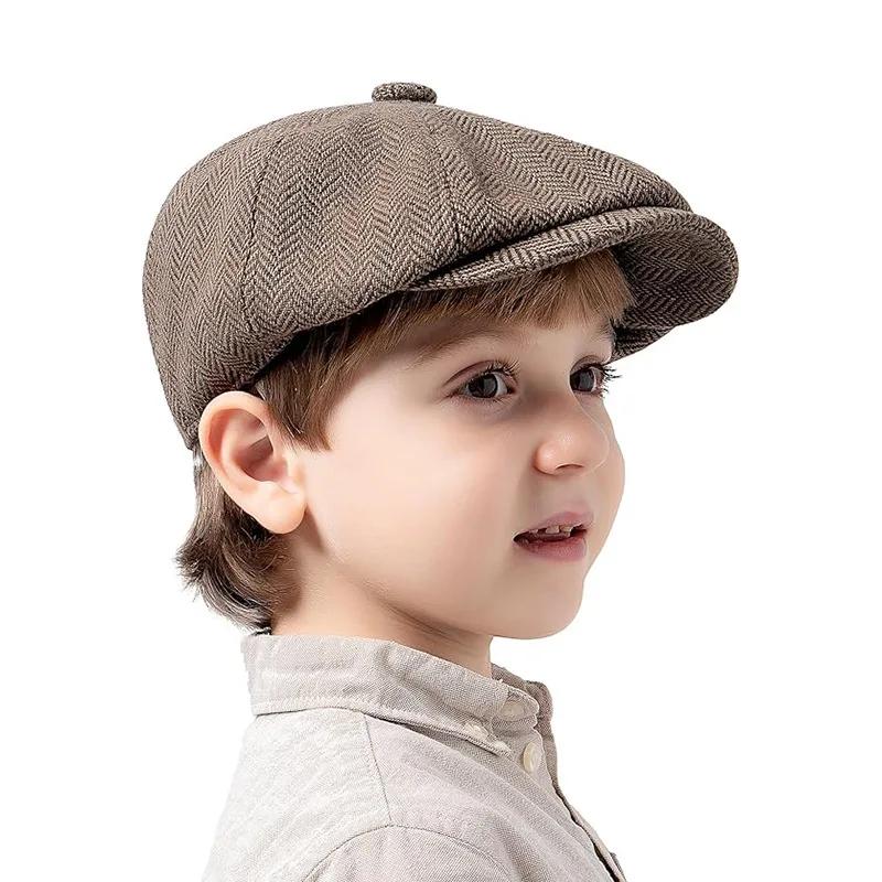 Kinder Vintage Baskenmütze Niedliche und stilvolle Kinder Schiebermütze Retro und Tweed Schiebermütze für Kinder