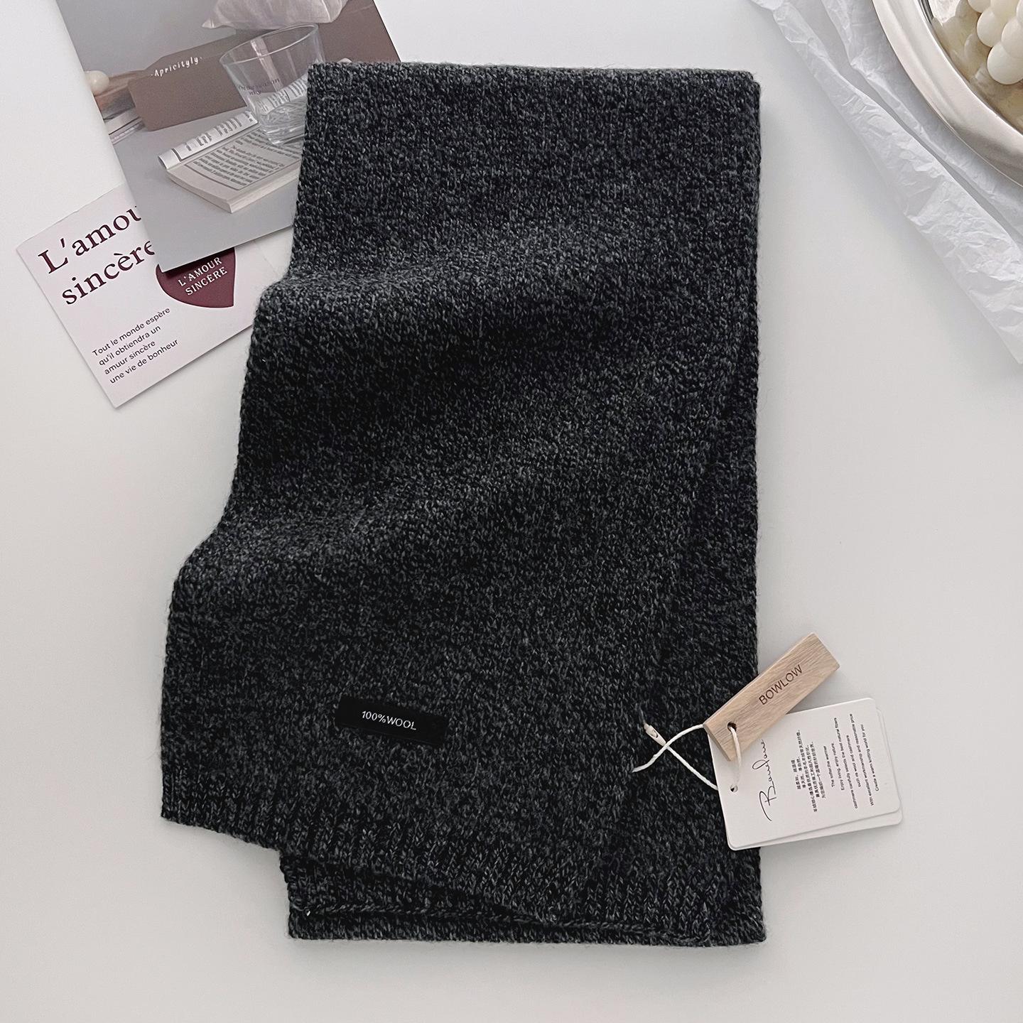 

100% Wool Knitted Scarf Women Winter Soft Small Scarves Shawl Thickened Fashion Cashmere Pashmina Lady Hijab Luxury Neckerchief 22x160cm