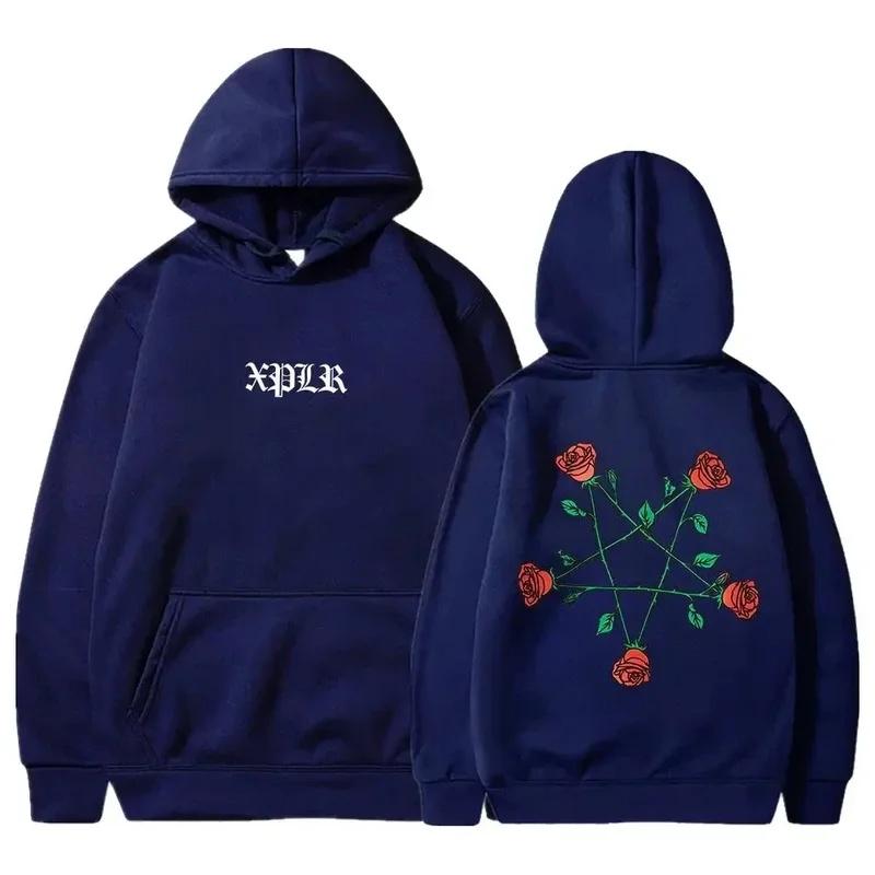 Bluză cu glugă Toamnă și iarnă XPLR Sam And Colby Stea cu cinci colțuri Trandafir Haine pentru cupluri Bluză cu glugă stradală pentru bărbați și femei