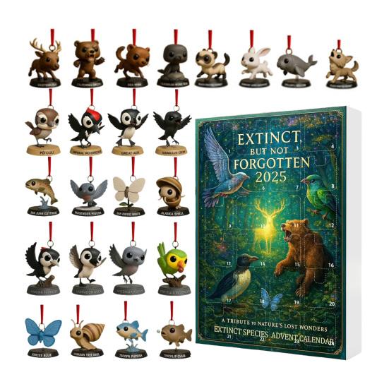

Extinct Species Advent Calendar 24-Day Christmas Countdown Decoration 2D Flat Acrylic Animal Pendant Multifunctional
