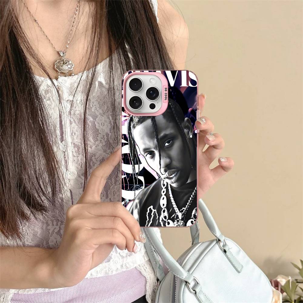 T-Travis S-ScottS Singer Phone Cover For IPhone 16 15 14 13 12 11 17 Pro Max Plus Color Silver Shell