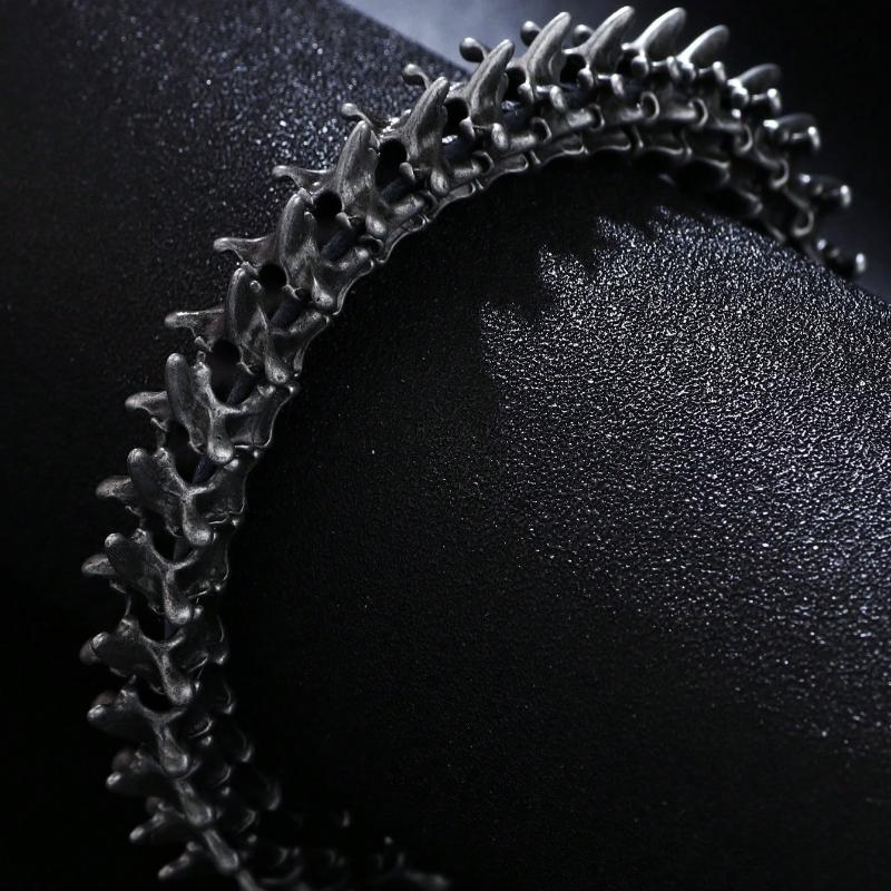 1ks Pánský náramek Hip Hop Styl Tmavě Gotický Dračí Hřbet Zinková Slitina PU Kůže