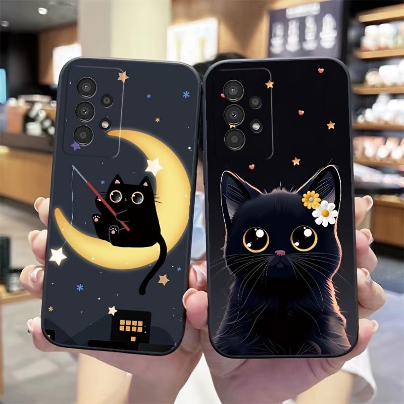 Black Cat Phone Case For Samsung Galaxy S26 S25 S24 S23 S22 Plus Lite Ultra FE Lite Fundas TPU Frosted Soft Shell