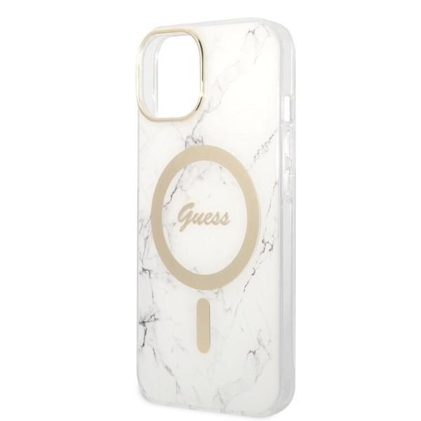 Guess GUBPP14MHMEACSH Case+ Charger Set iPhone 14 Plus / 15 Plus 6.7" white/white hard case Marble MagSafe