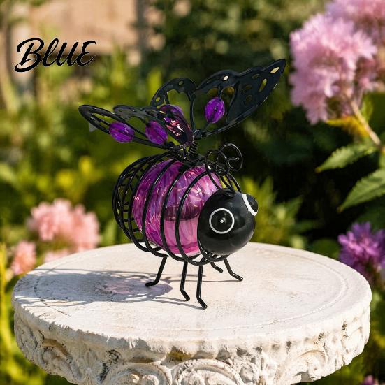 IP65 Waterproof Outdoor Bouncy Spring Powered Bee Hanging Lights Solar Lights Metal Ornaments Energy Efficient Lighting Fairy for Backyard