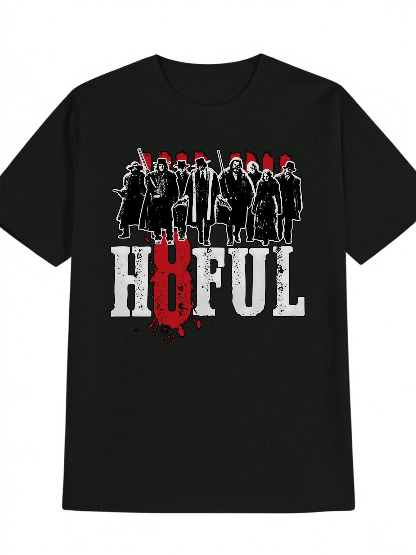 Casual Graphic T-shirt - HBOFUL Red Splatter Design with Silhouettes XXL