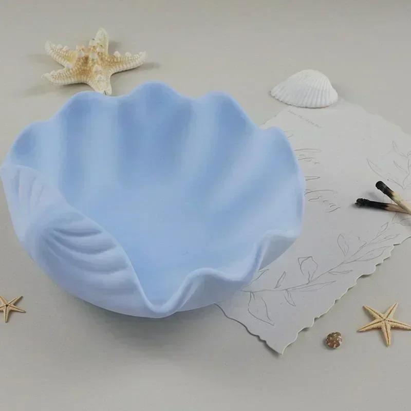NEW Creative  Diy Plaster Cement Aromatherapy Candle Cups Saucers Conch Shells Ocean Wind Mirror Silicone Mold