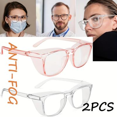 2 Pack VOPHA Safety Glasses Anti-fog and Anti-blue Light Features, Oversized Clear Lenses, Side Wing Protection, Unisex.