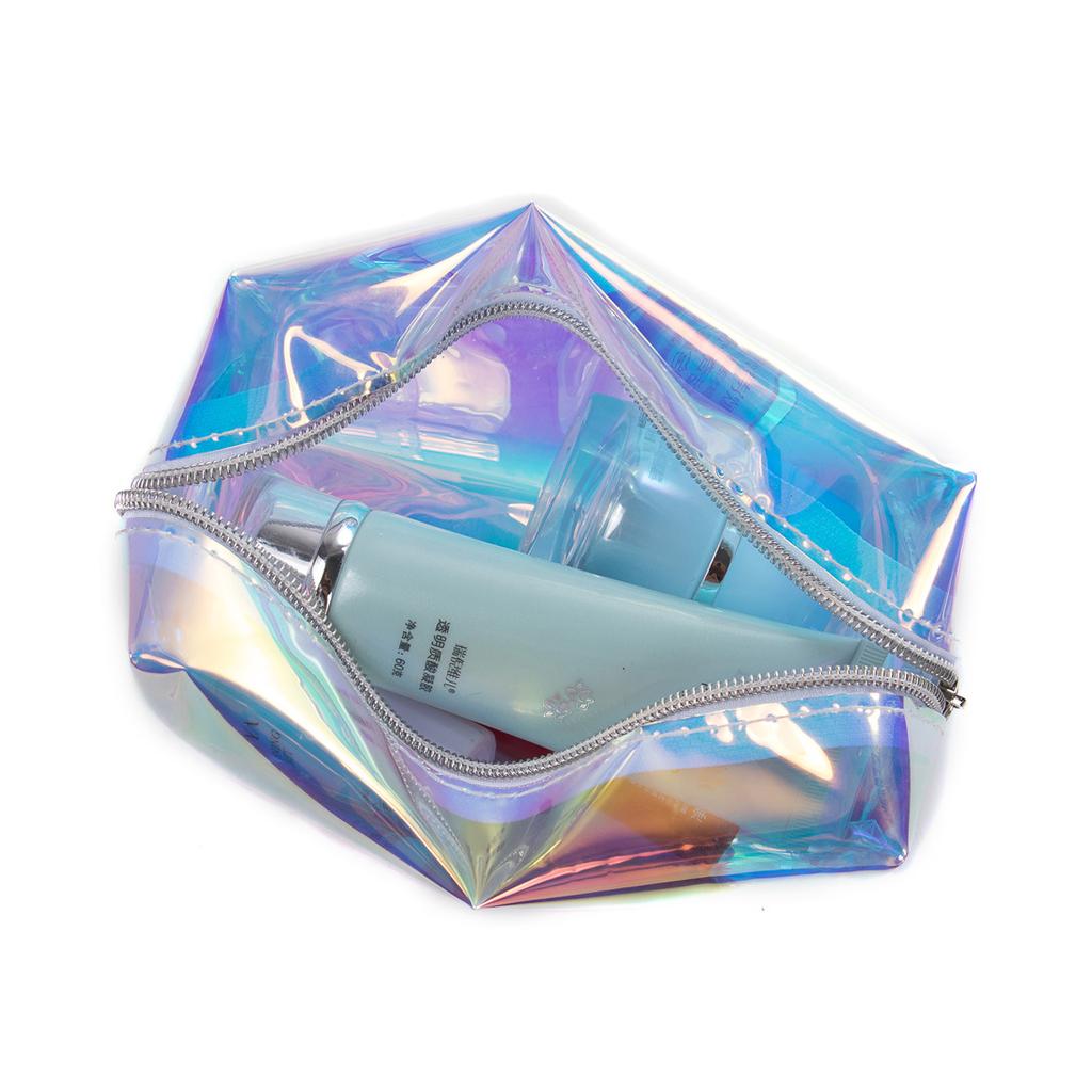 eTya Lazer Şeffaf Su Geçirmez Seyahat Kadın Temizle PVC Güzellik Makyaj Organizatör Kese Çanta