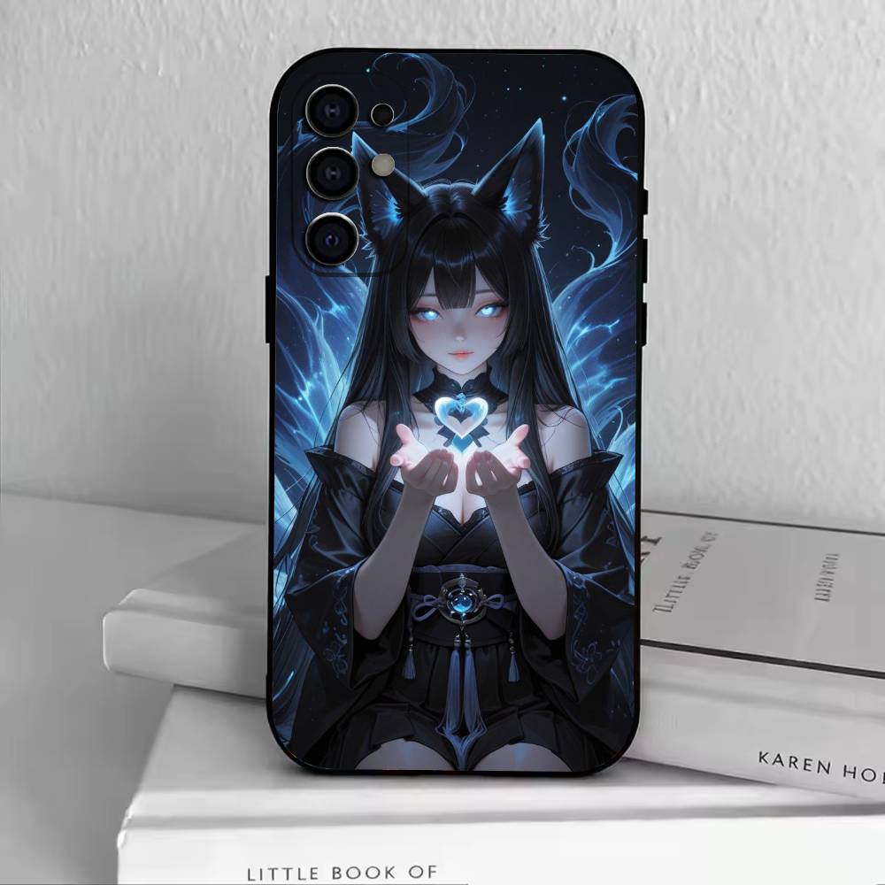 Fox Girl  Phone Case Black Silicone Soft For Samsung S25,S24,S21,S22,S23,S30,Ultra,S20,Plus,Fe,Lite
