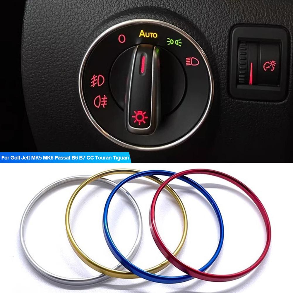 

Car Headlight Switch Decorative Frame Aluminum Alloy Trim Ring Sticker срібний