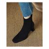 Comfort Stretch Satins Women Sock Boots Square High Heel Ankle Boots Fashion Pointed Toe Fall Winter Stretch Shoes