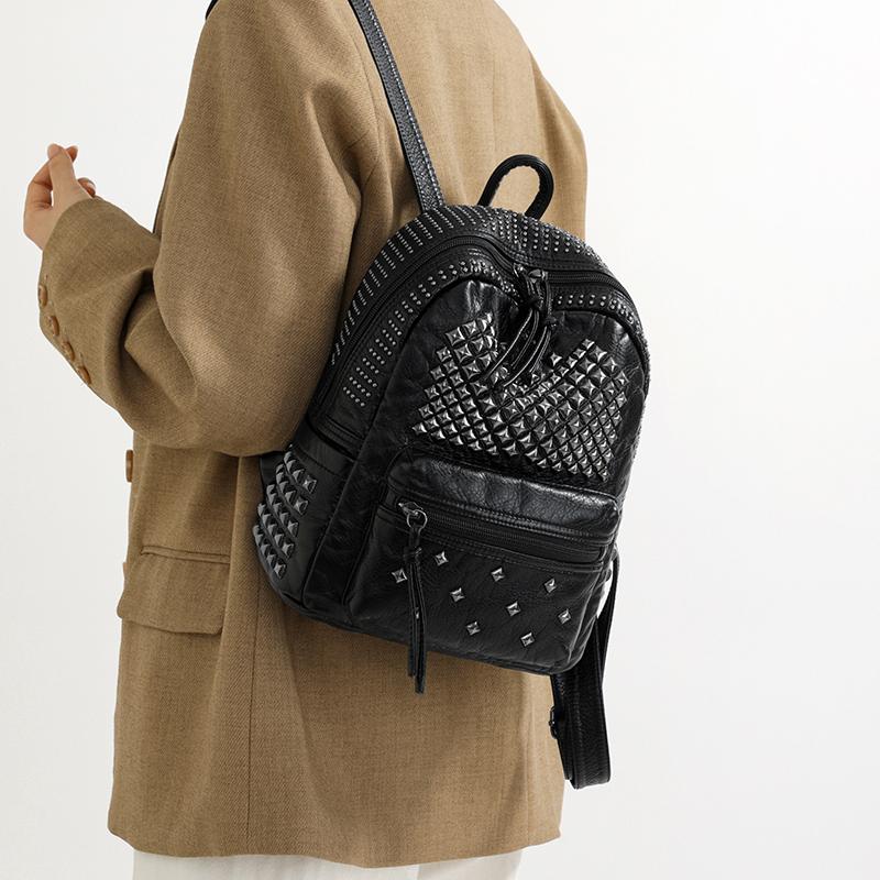 Rivet PU Backpack Women Travel Backpack