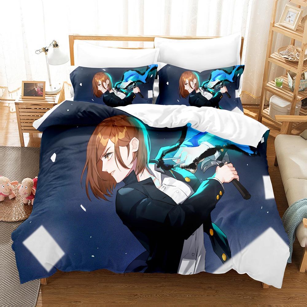 Japanese Famous 3D Anime Jujutsu Kaisen Satoru Gojo Christmas Gift King Twin Double Child Bedding Set Microfiber Duvet Cover Set