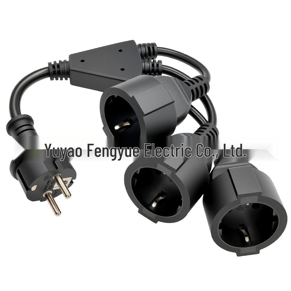 35CM European Standard Waterproof 1-to-3 Plug Cable Extension Cord