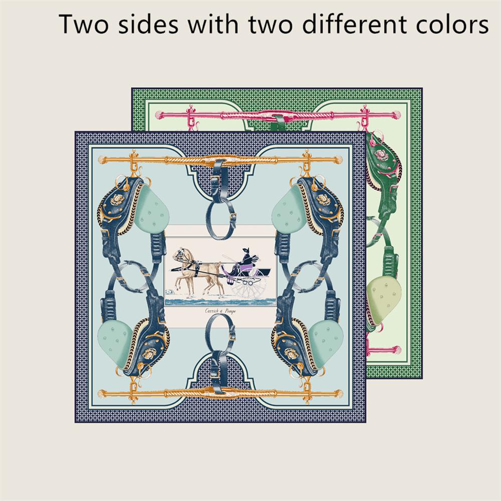 New Hand Rolled Twill Silk Scarf Women Fashion Double Side Printed Square Scarves Wraps Echarpes Foulards Femme Hijab 53CM