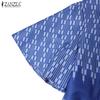 ZANZEA Women Casual Round Neck Loose Short Sleeve Print Dress Summer
