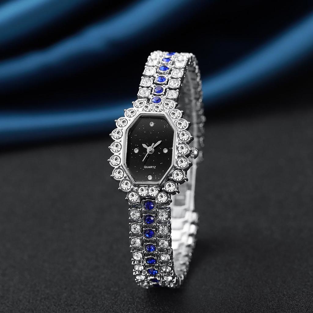 Starry Sky Rhinestone Dial Ladies' Watch & Sapphire Jewelry Set