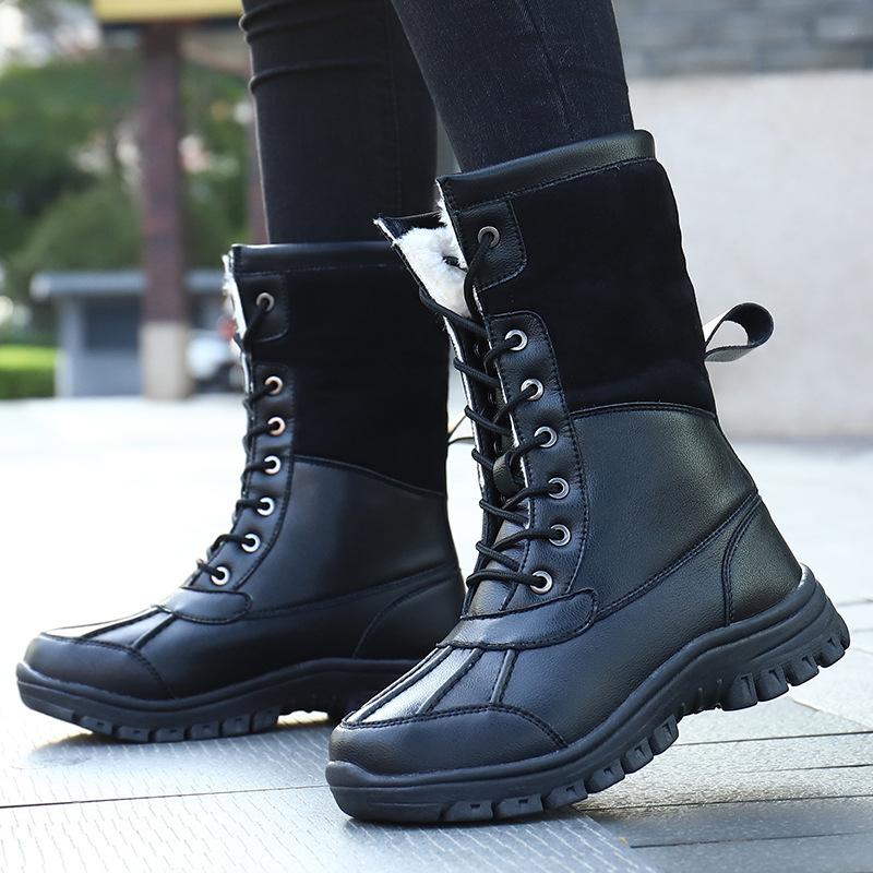 Women's padded cold warm thick soles lightweight hiking mountaineering waterproof non-slip sports high-top snow boots cotton shoes Martin boots