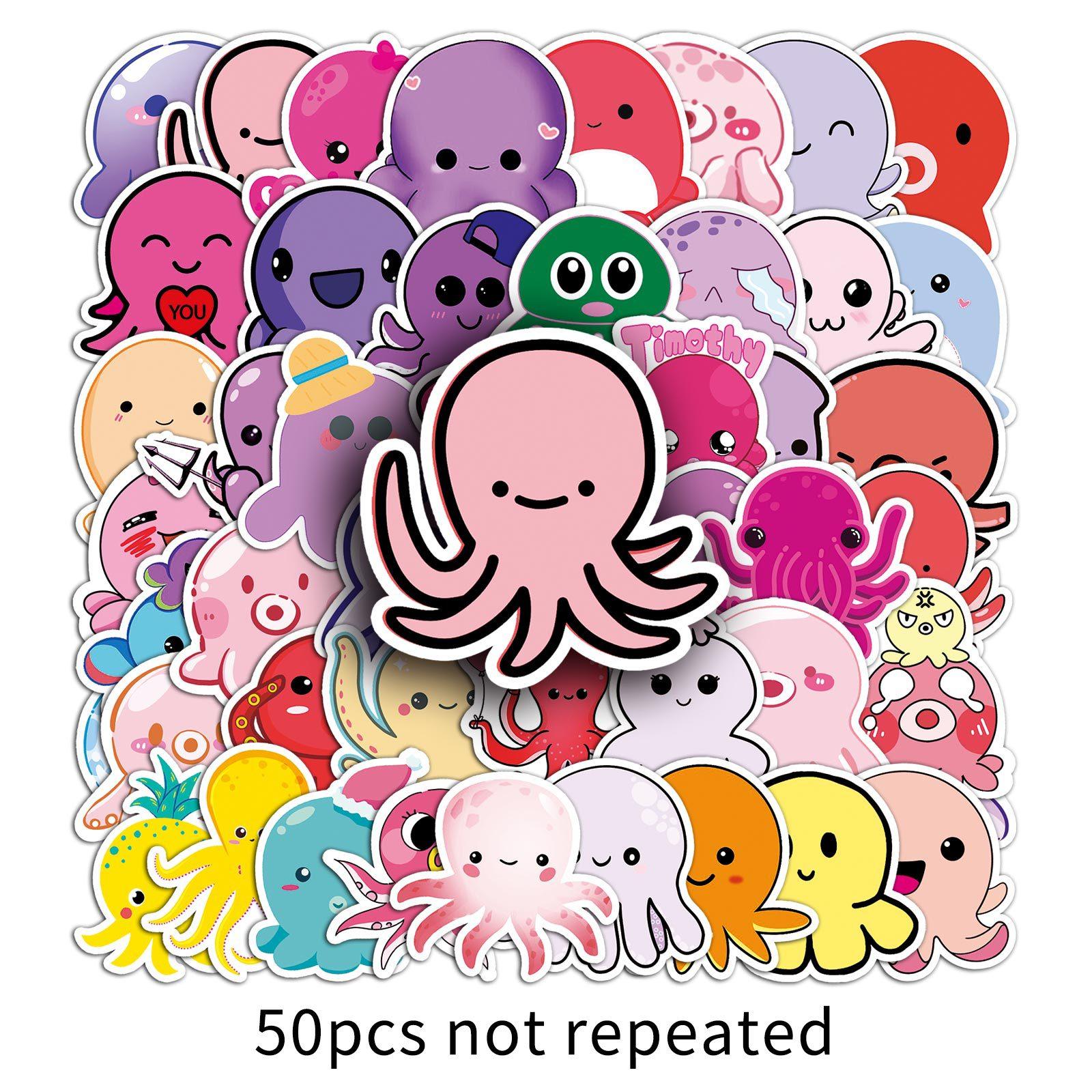 

50 Мультяшный Осьминог Дудл Мультяшные Милые Морские Существа Сделай Сам Скейтборд Водяная Кружка Чемодан Наклейки