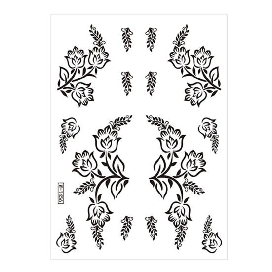 Temporary Tattoos Stickers Fake Body Arm Chest Shoulder Tattoos with Black Lace Flower