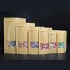 Dried Fruit Flower Tea Sealed Zipper Bag Candy Snacks Window Opening Kraft Paper Self Sealing Pockets Self Standing Frosted Food Packaging Pouchs