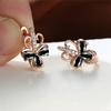 Charm Female Green Zircon Stone Flower Clip Earrings Vintage Gold Color Wedding Jewelry For Women