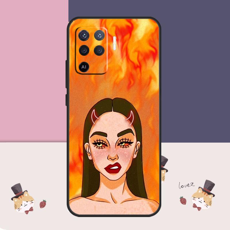 Aesthetic Devil Woman Bad Girl Case For Oppo A94 A74 A54 A18 A38 A58 A78 A98 A80 A60 A40 A96 A76 A16 A15 A17 A57 A77 A5 Pro