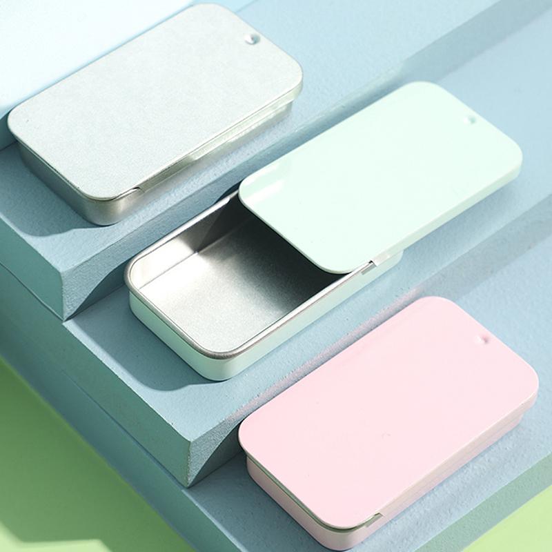 Tinplate Box Slide Lid Push Pull Box Drawer Balm Box Portable Box Mini Aromatherapy Jar Candy Small Iron Box Gift Box