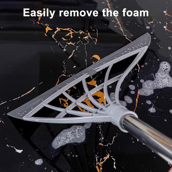 Broom with Silicone Brush Heads Stainless Steel Rods Easy Assembly Interior Surface Cleaner Cleaning Tool