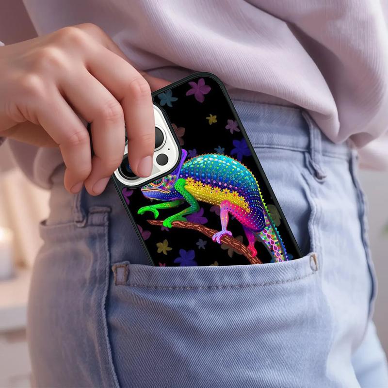 animal Chameleon Phone Case For iPhone 17 Air 15 16e 14 13 Pro Max Coque 12 11 Pro Max PLUS cover