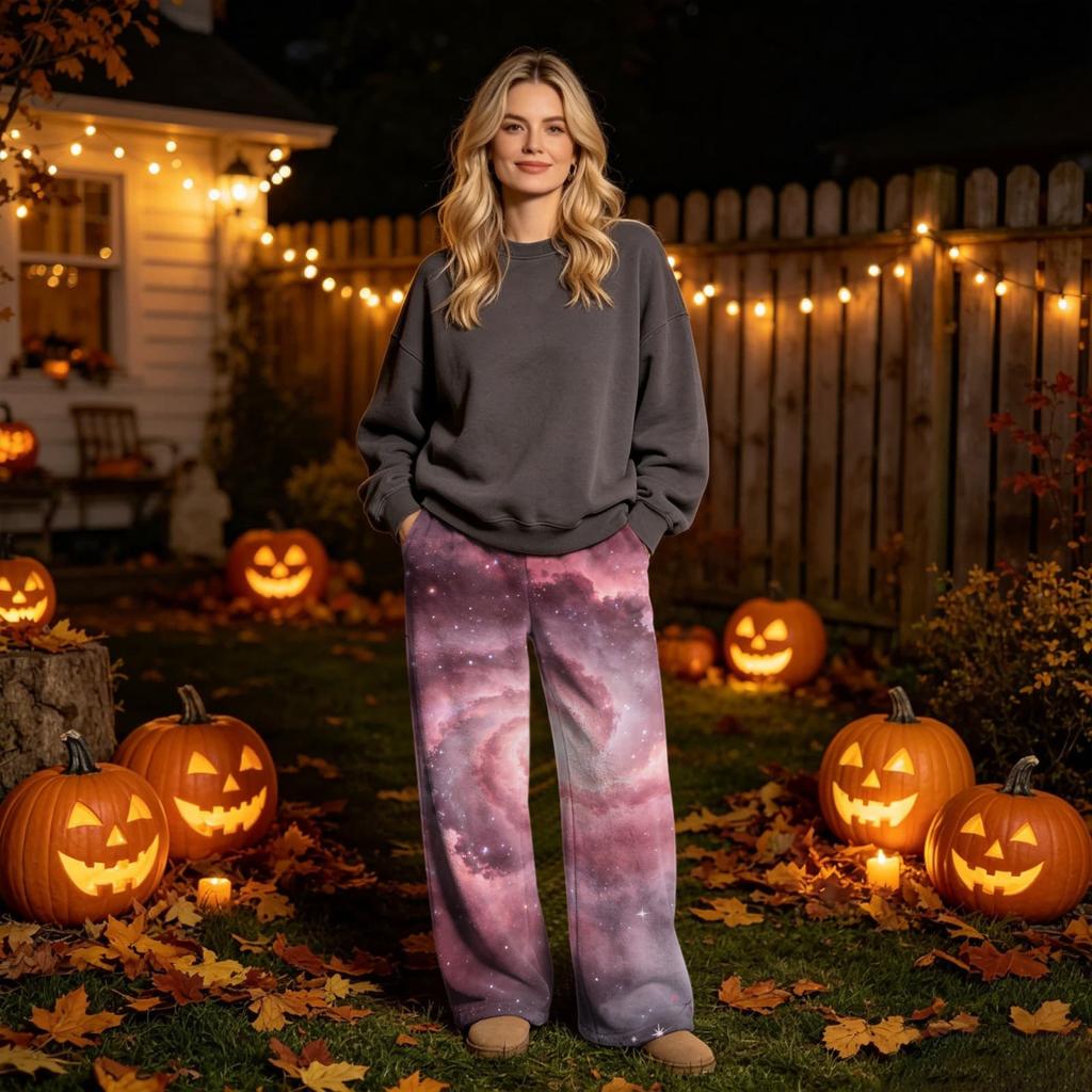 Dames Halloween Print Flanellen Broek - Gezellige Pyjamabroek voor Slaap en Ontspanning