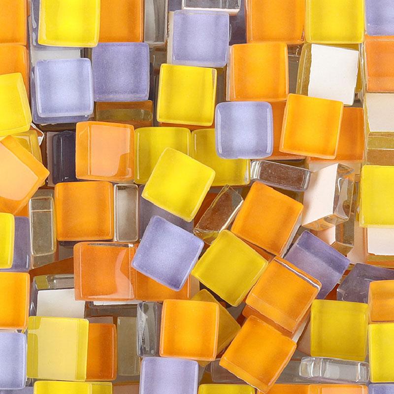 100g gemischte Mosaiksteine Sortierte Farbe Quadratisch Glitzer Glas Mosaikfliesen für DIY Bastelbedarf blau lila grün arte