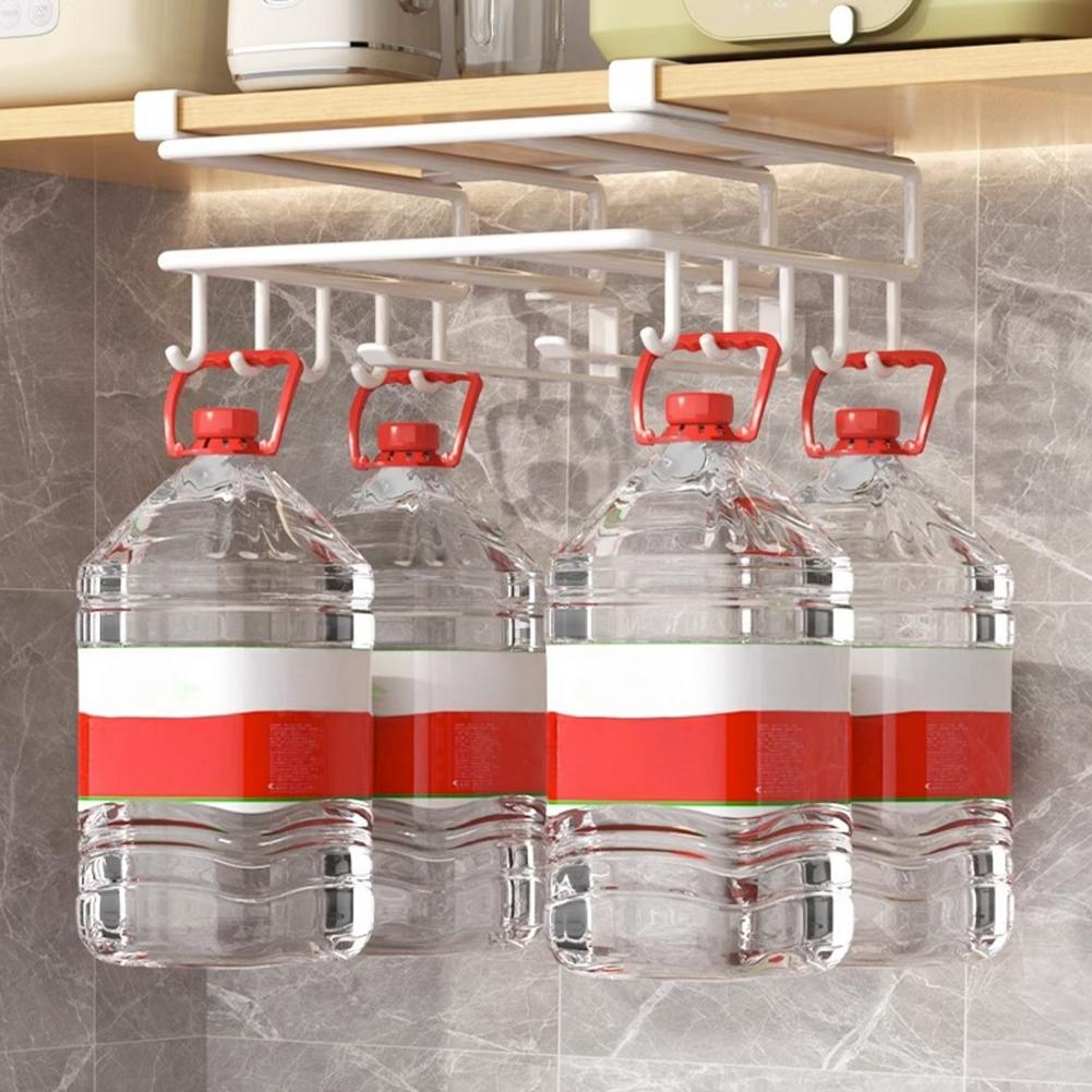 Kitchen Hanging Organizer Rack Strong Load-bearing Storage Rack With Hooks Sturdy Space-efficient Shelf Lid Storage Holder