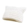 Y2K Women's Christmas Red Green Slouchy Beanies Crochet Acrylic Cotton Cap 3D Embroidered Demon Devil Cat Fox Ear Knitted Stripe
