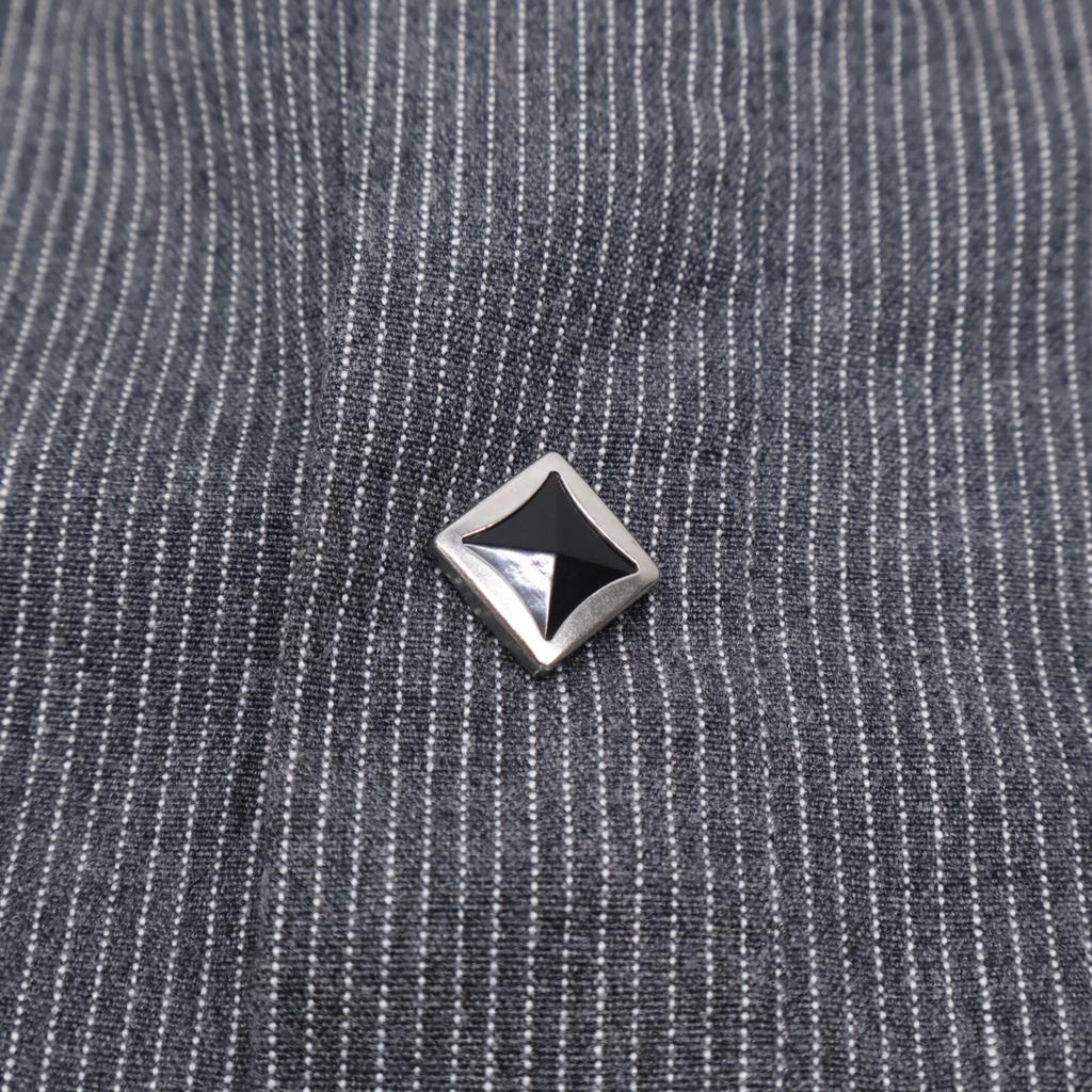 Indian Motorcycle Grey Cotton IM27052 Pinstripe Embroidered Shirt Tops L Gray stripesUsed