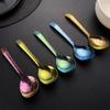 Crystal-Colored Pure Titanium Antibacterial Soup Spoon with Hammered Large Round Head