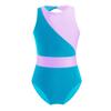 Kids Girls Sleeveless Round Neck Mesh Patchwork Hollow Back Contrast Color Dance Gymnastics Leotards