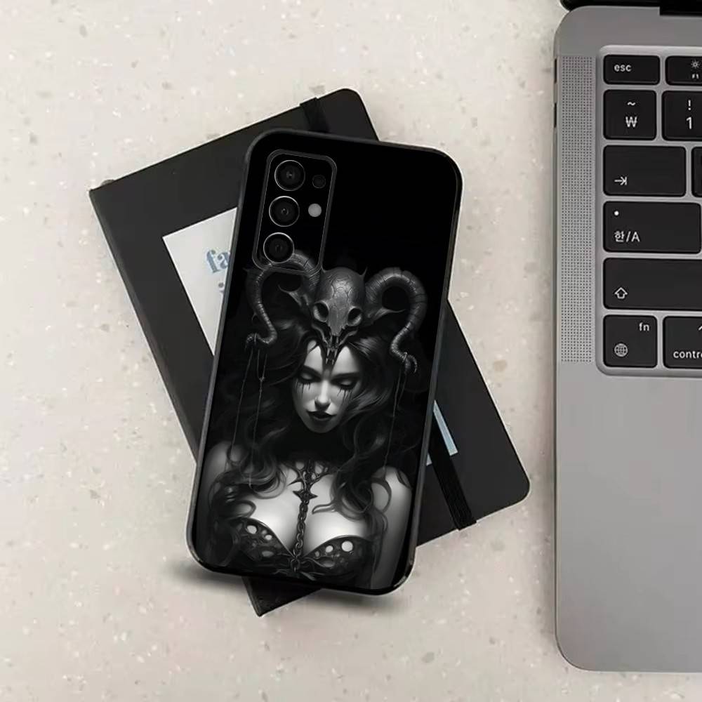 Gothic Art Witch Case For Samsung Galaxy A73,52,71,53,32,72,41,J7,22,Note,31,8,9,Soft Black Silicone Cover