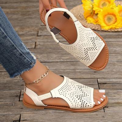 Fashion Sapatos Femininos Peep Toe Flat Sandals 2024 Summer New Retro Genuine Leather Comfortable Soft Sole Versatile Women's Shoes