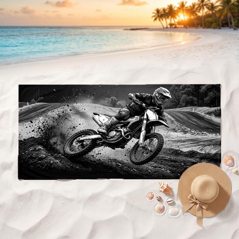 Motorrad (3) Weiches und bequemes Strandtuch, perfekt für den Urlaub und am Pool, ein ideales Geschenk für die Sommerferien