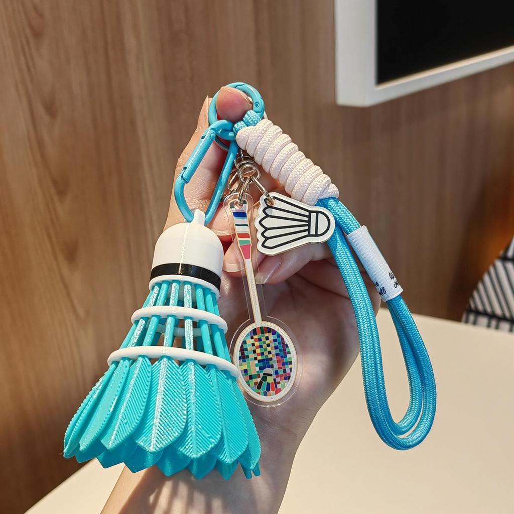High-Value Rainbow Badminton Pendant Keychain: Creative Sports Backpack Decoration & Gift