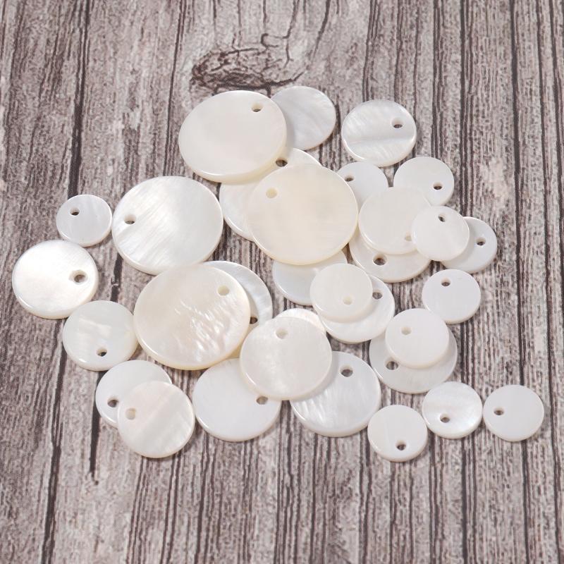 5-30 ks Přírodní mušlové kotoučky 8-30 mm Bílé ploché kulaté mušlové korálky s dírkou Pro výrobu šperků na míru Náramek Náhrdelník Náušnice Dekorace