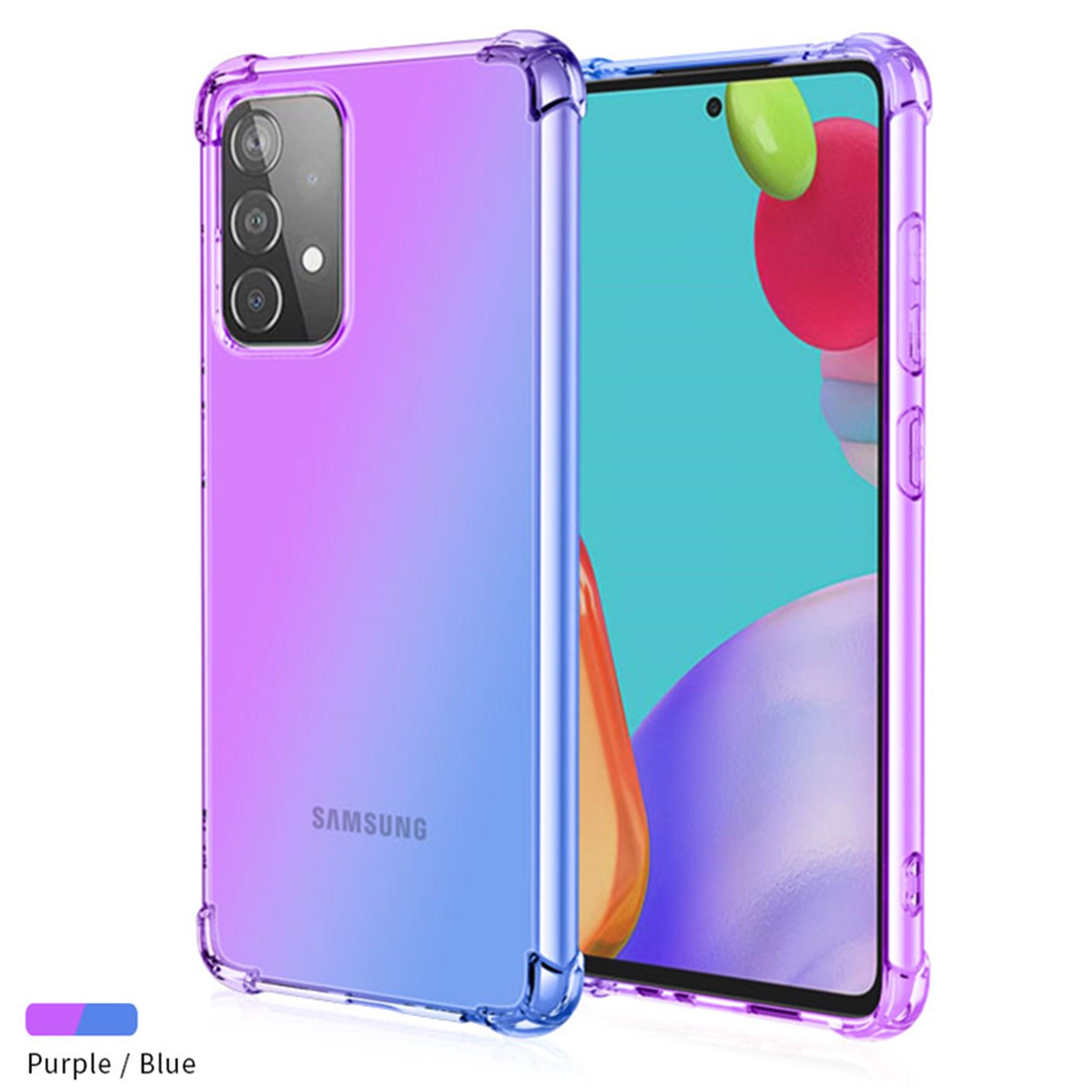 

Прозрачный милый чехол для телефона с градиентом, тонкий, против царапин, гибкий чехол из ТПУ, противоударный защитный чехол для Samsung Galaxy A55, 5G, A60, A72, A8S, A52S, A70, A80 Samsung Galaxy A72 фиолетовый/синий