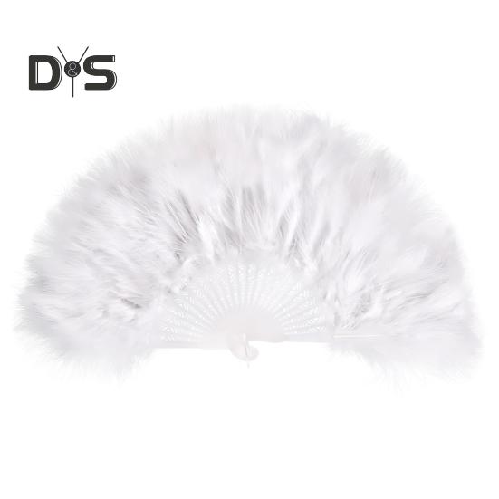 Vintage Feather Folding Fan Wedding Party Bride Hand Held Fan Portable Summer Fan Decoration Dance Performance Props Party Accessories
